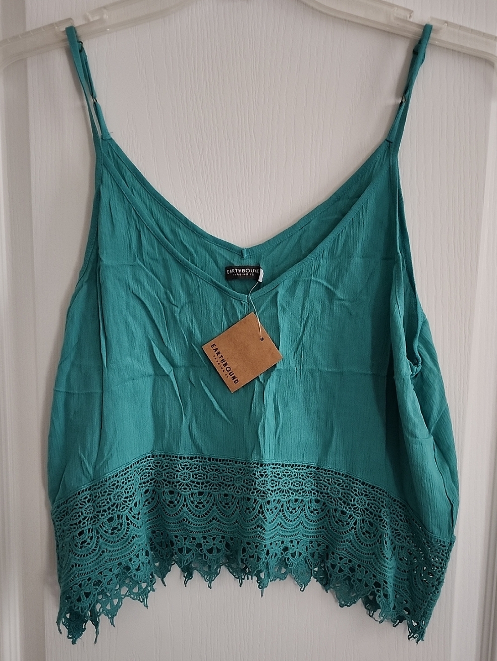 EARTHBOUND Teal Crochet-Hem Camisole